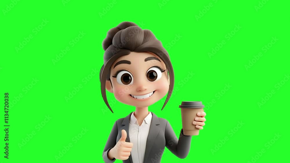 Happy Businesswoman 3D Cartoon Character Happy Businesswoman 3D Cartoon Character