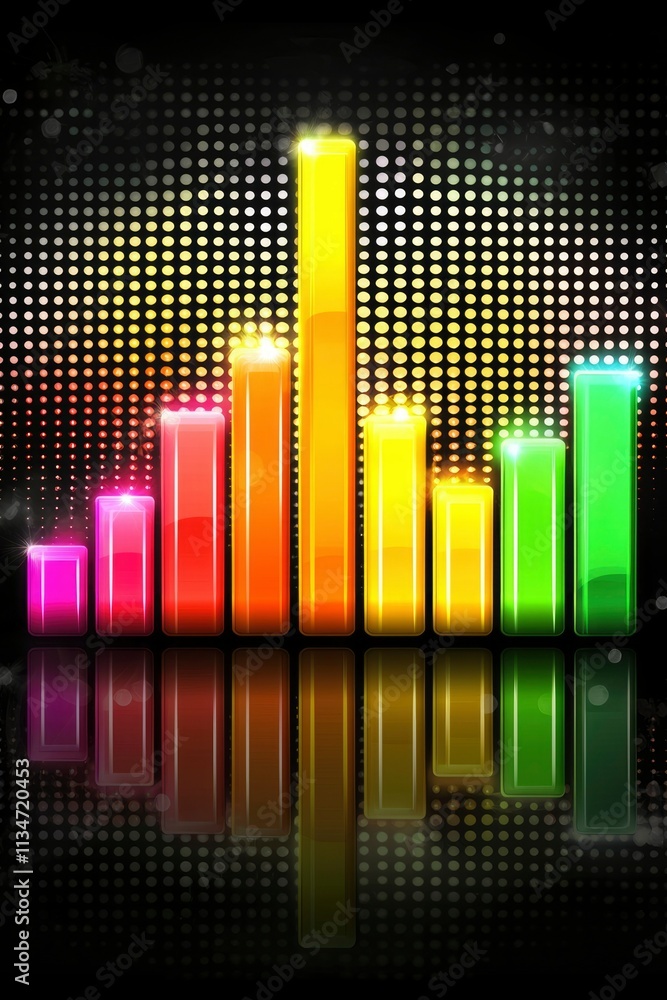 Colorful Illuminated Bars Reflecting on Dark Background Colorful Illuminated Bars Reflecting on Dark Background