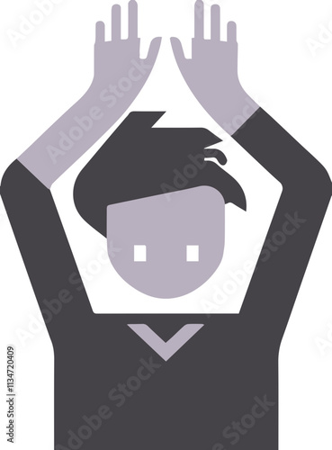 Icon of person silhouette raising hands above head