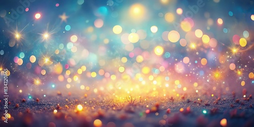 Abstract Festive Background with Defocused Lights and Glimmering Stars