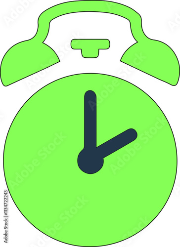 Green alarm clock icon, simple design suitable for time management