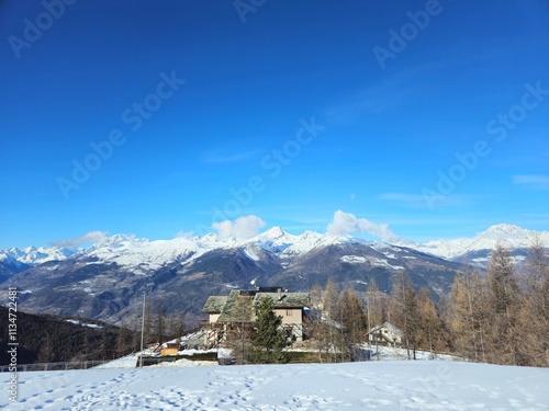 Pila ski resort in winter located in Alpine