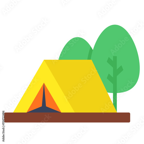 A flat design icon of camp