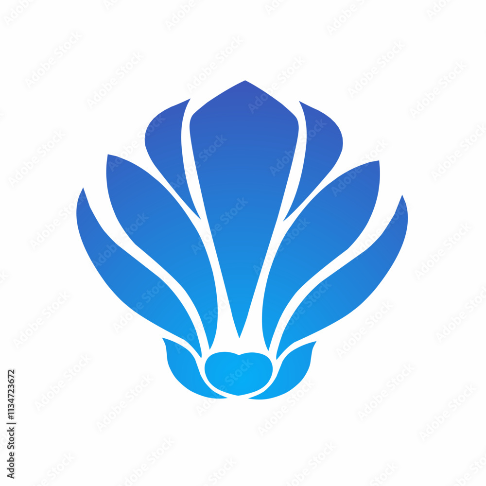 vector graphic illustration of an oyster shell clipart design in blue on a white background vector graphic illustration of an oyster shell clipart design in blue on a white background