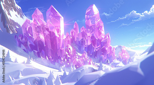 purple snow mountains