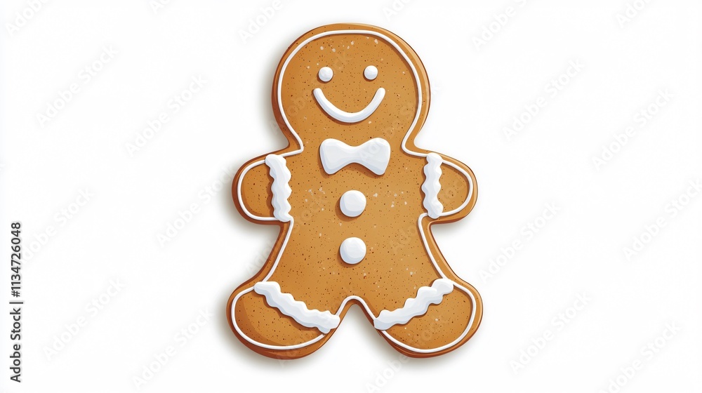 Delicious Gingerbread Man Cookie Vector Illustration Isolated on White Background Delicious Gingerbread Man Cookie Vector Illustration Isolated on White Background