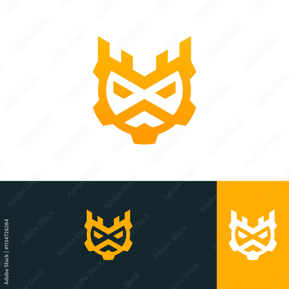 Fototapeta premium gear head king logo design template