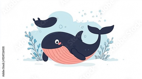 Whale Cartoon Vector Illustration Isolated for Creative Designs photo