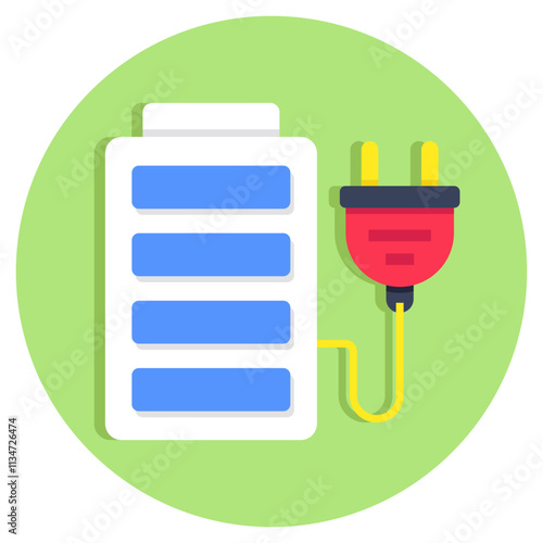 A flat design icon of electric battery