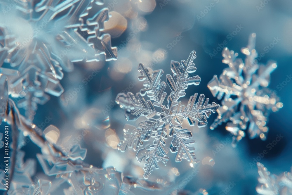 Frosty white background with shimmering snowflakes in a winter wonderland Frosty white background with shimmering snowflakes in a winter wonderland