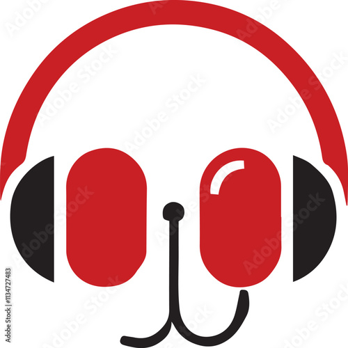 Headphone vector black design trace on white background.