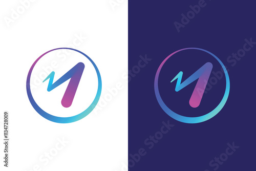 Letter M Logo Abstract for Modern Business Technology Communication and Artificial Intelligence