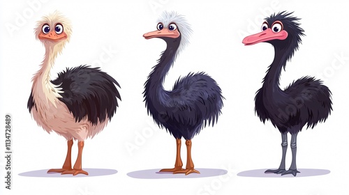 Playful Cartoon Ostrich Vector Illustration - Single Ostrich Character Design photo