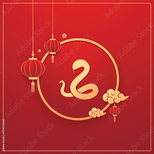 Chinese New Year vector design cards. 2025 year of the Snake. Snake icon or logo. Lunar new year concept. Chinese New Year banner.