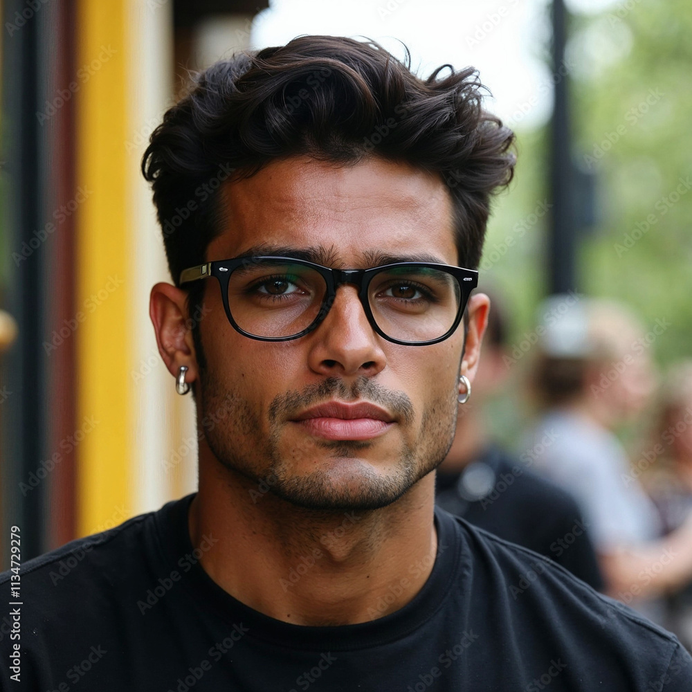 Stylish Man with Glasses and Earring - Urban Portrait Stylish Man with Glasses and Earring - Urban Portrait