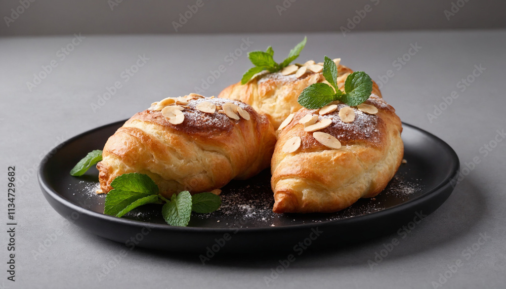 Danish pastries in realistic style in golden brown and black, representing a delicious breakfast Danish pastries in realistic style in golden brown and black, representing a delicious breakfast
