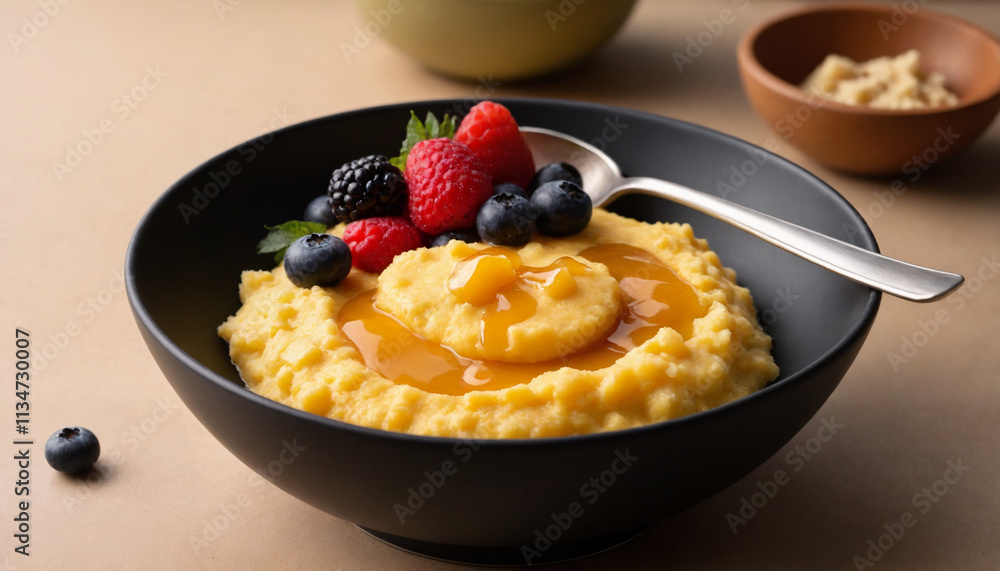 Velvety Cornmeal Porridge in Rustic Style in Warm Tones for a Hearty Breakfast Velvety Cornmeal Porridge in Rustic Style in Warm Tones for a Hearty Breakfast