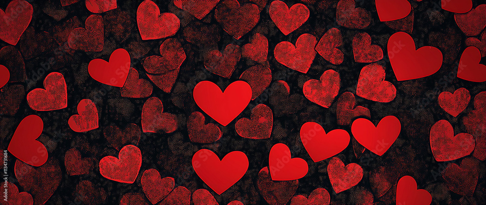 A background filled with red hearts on a dark surface. A background filled with red hearts on a dark surface.