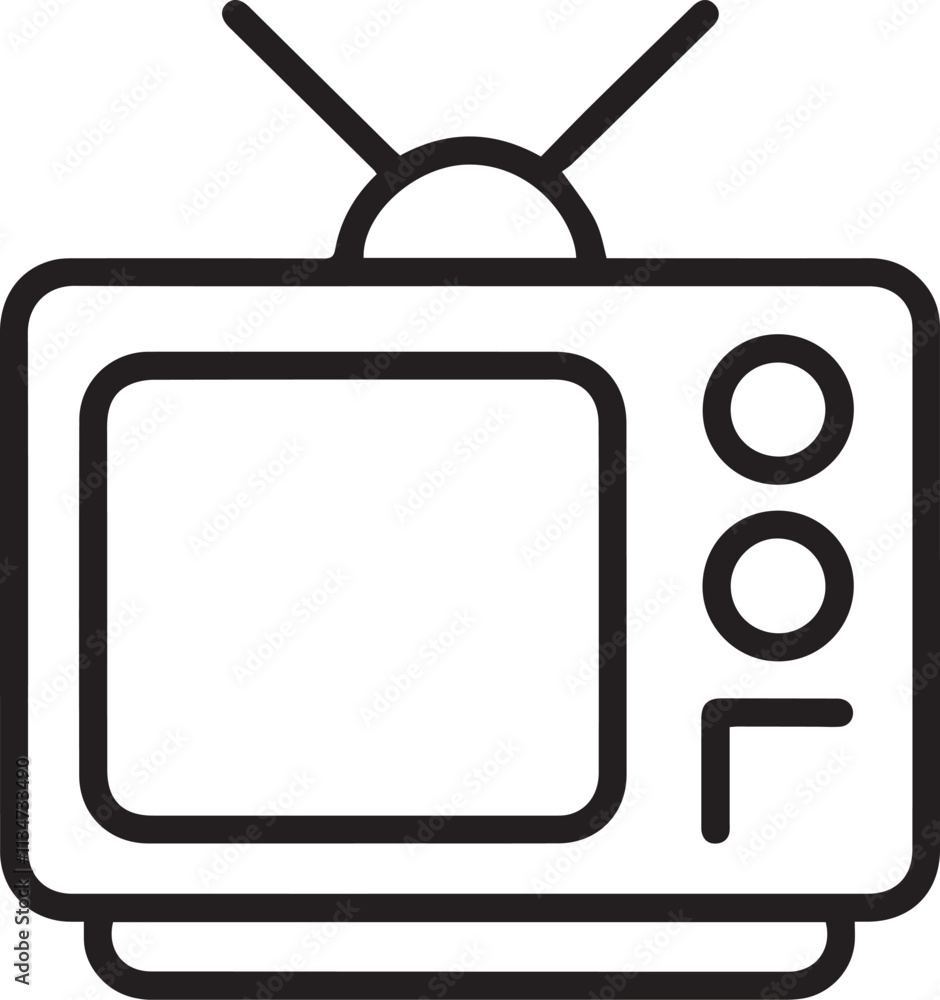 Television Back vector design trace on simple white background Television Back vector design trace on simple white background