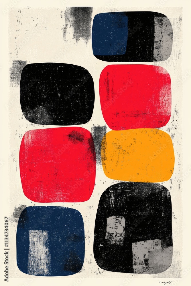 Abstract Shapes Composition in Red Black Yellow and Blue Abstract Shapes Composition in Red Black Yellow and Blue