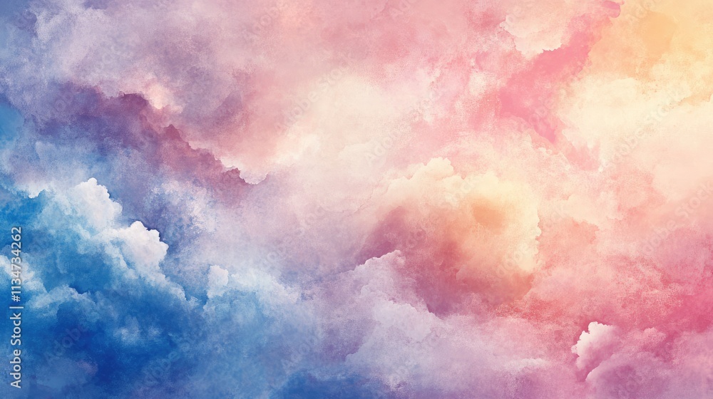Wide banner abstract watercolor cloud texture with pastel color background Wide banner abstract watercolor cloud texture with pastel color background