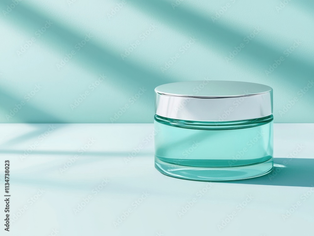 Elegant skincare jar on a minimalistic background. Elegant skincare jar on a minimalistic background.