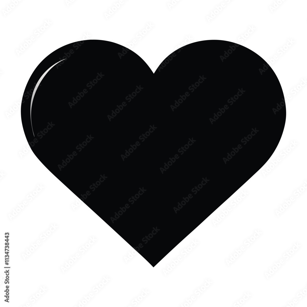 Black Love Heart Vector illustration on a White Canvas Black Love Heart Vector illustration on a White Canvas