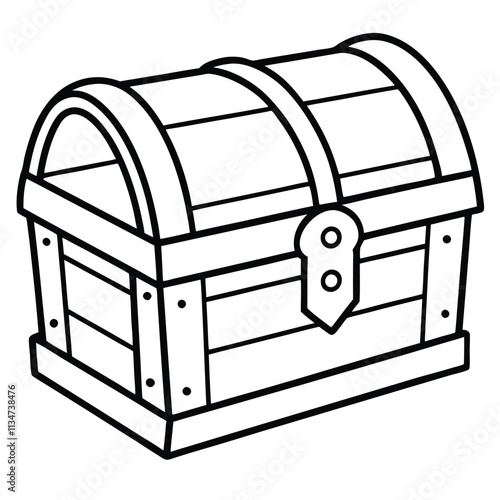 Treasure Chest Line Art Icon.