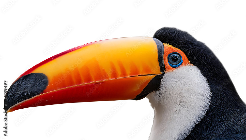 Naklejka premium Vibrant Close-Up of a Toucan's Beak on White