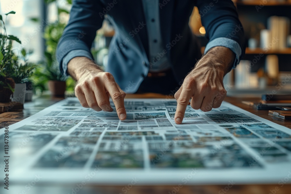 Naklejka premium Business Meeting Businessman Analyzing Documents in Modern Office