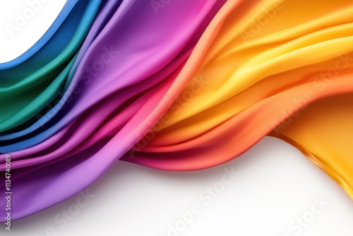 Colorful fabric of the progress pride flag showcases rich shades flowing together harmoniously. The blend of colors emphasizes themes of inclusivity and celebration of identities photo