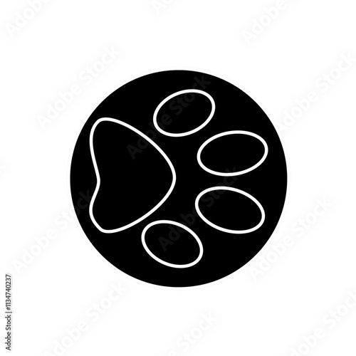 black dog paw print vector icon