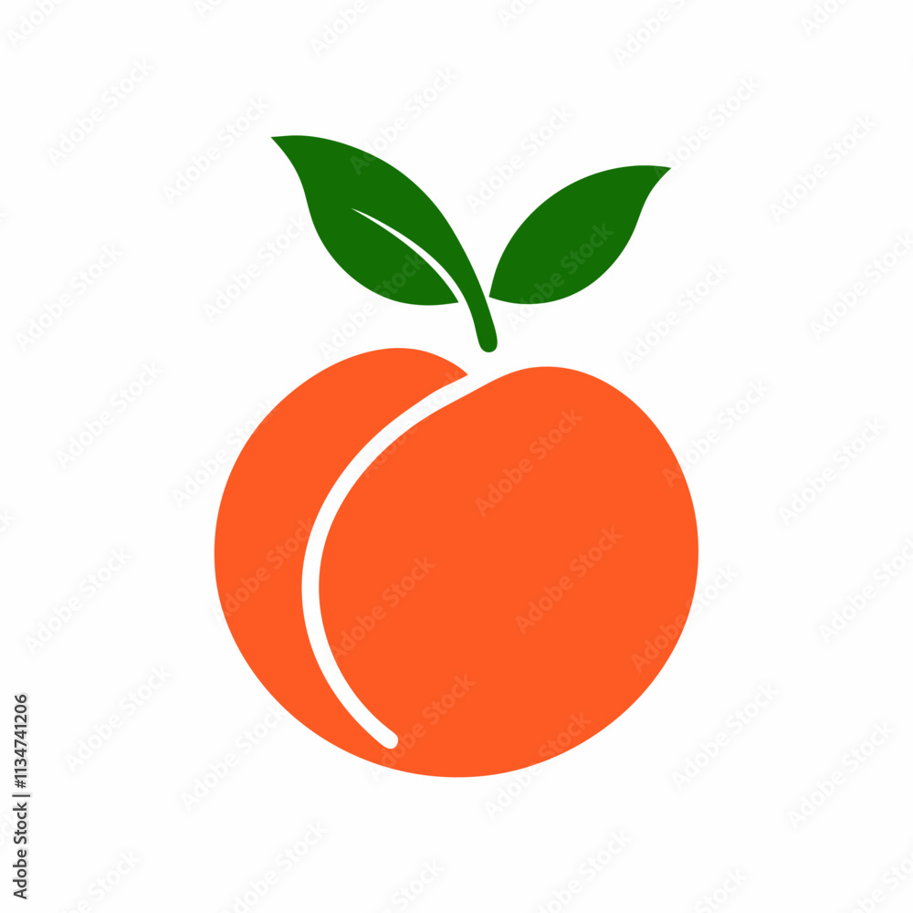 Simple Peach Logo with Bold Colors and Leaves. Simple Peach Logo with Bold Colors and Leaves.