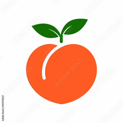 Simple Peach Logo with Bold Colors and Leaves.