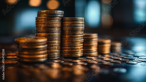 A stack of coins on a table
