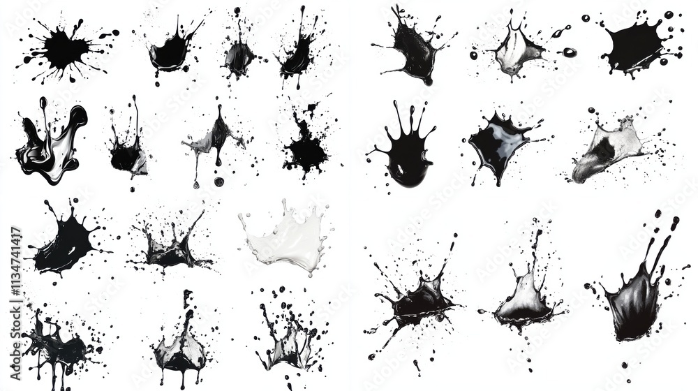 Obraz premium Black and White Liquid Splatter Art Collection