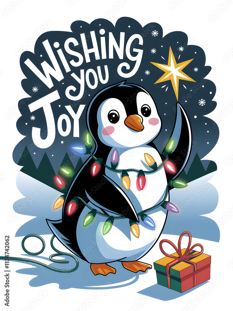 Naklejka premium penguin with gift