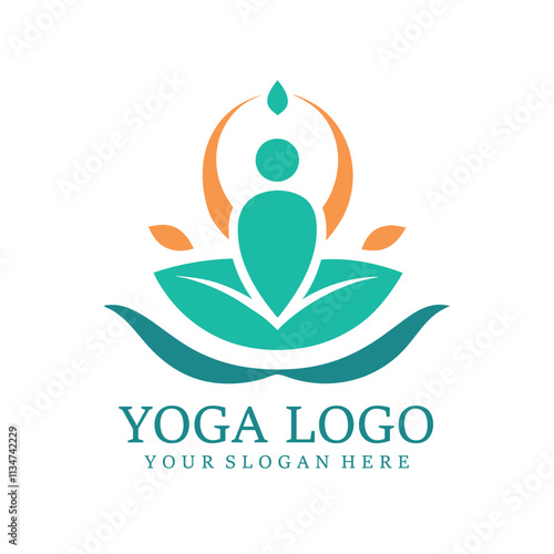 Meditation wellness yoga logo with clean and elegant lines style design