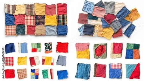 Colorful Patchwork Fabric Pieces - Handmade Quilting Inspiration