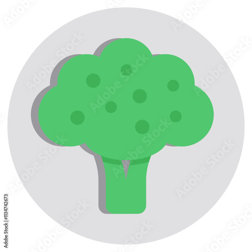 A colored design icon of broccoli