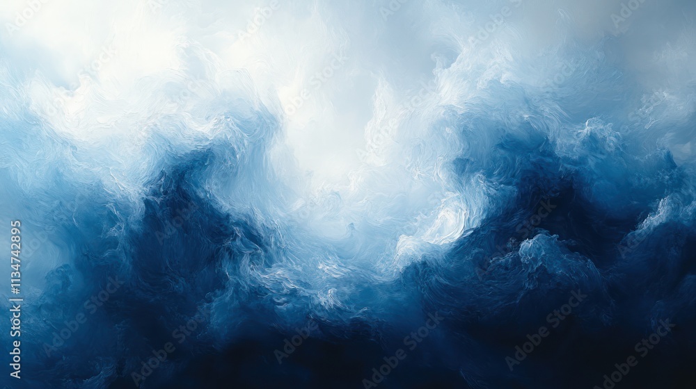 Impressionist Abstract Blue Ocean Waves Oil Painting Soft Hues Serene Summer Background Impressionist Abstract Blue Ocean Waves Oil Painting Soft Hues Serene Summer Background