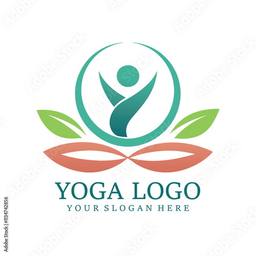 Meditation wellness yoga logo with clean and elegant lines style design