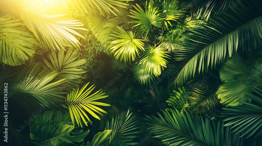 Lush Tropical Foliage Under Sunlight Lush Tropical Foliage Under Sunlight