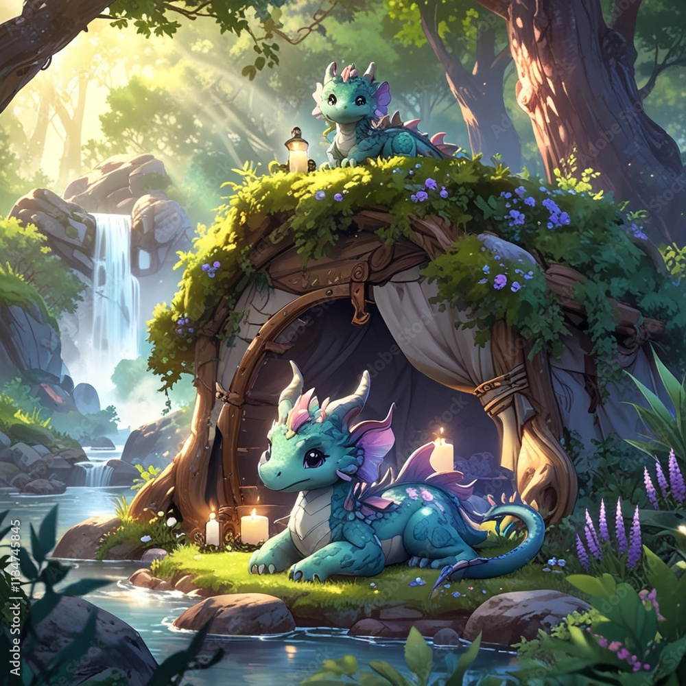 Obraz premium fancy dragon world