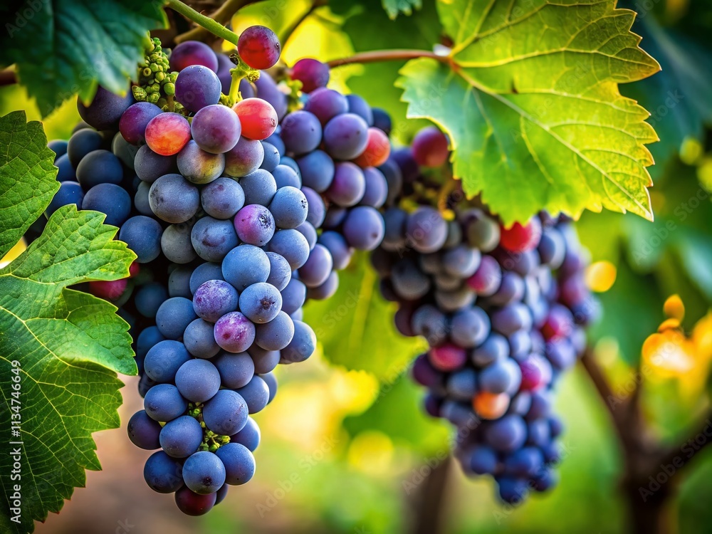 Captivating Documentary Photography of Dark Grapes and Leaves in Natural Light, Showcasing Their Rich Texture and Vibrant Colors for Culinary and Agricultural Use Captivating Documentary Photography of Dark Grapes and Leaves in Natural Light, Showcasing Their Rich Texture and Vibrant Colors for Culinary and Agricultural Use