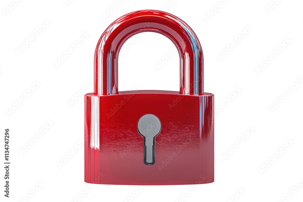 Naklejka premium Red Lock Secures Privacy Isolated on PNG Transparent Background
