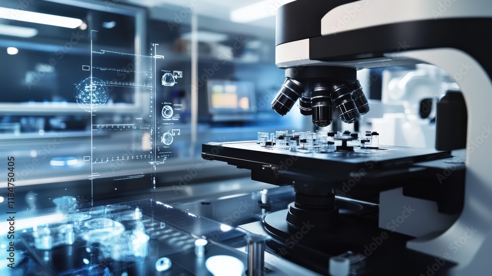 Fototapeta premium Scientific research action laboratory location microbiology content type high-tech environment close-up viewpoint innovation concept