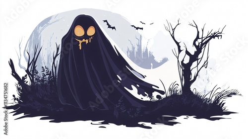 Spooky Halloween Ghost Vector Illustration for Graphic Designs photo