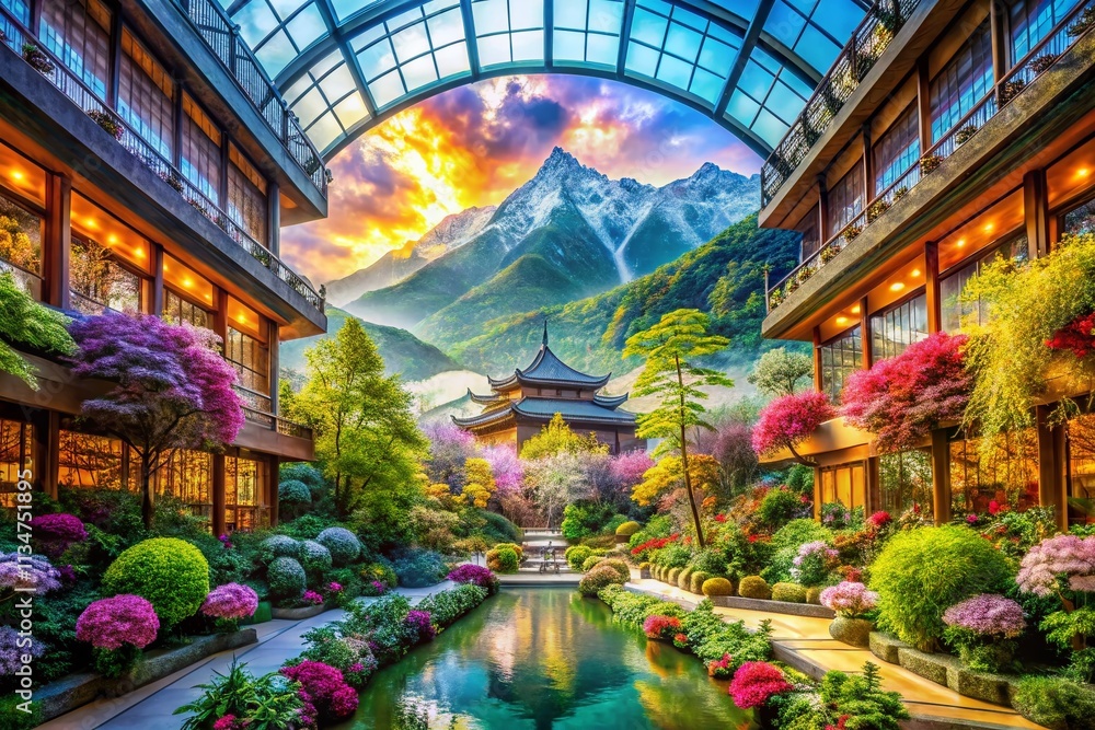 Captivating Double Exposure Photography of an Elegant Hall Merging with Nature's Beauty, Creating a Dreamlike Atmosphere for Interior Spaces and Events Captivating Double Exposure Photography of an Elegant Hall Merging with Nature's Beauty, Creating a Dreamlike Atmosphere for Interior Spaces and Events