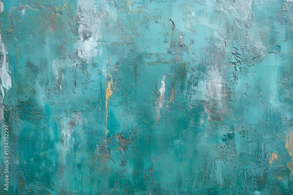 Obraz premium Textured Teal Background: Aged Wall Surface, Patina, Vintage